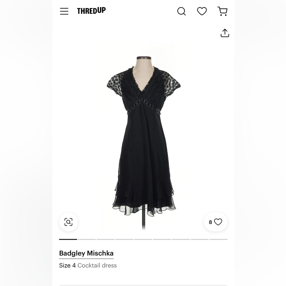 100% silk black Badgley Mischka cocktail dress size 4